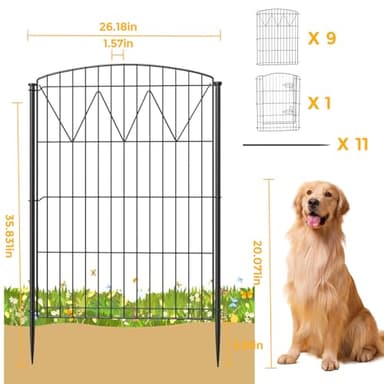 Jocoevel Garden Fence 10 Panels, 35.8 in (H) x 21.8 ft (L) No Dig Decorative Fencing, Rustproof Metal Fence Border for Garden Beds, Outdoor Temporary Dog Fence for Yard Patio - Image 2