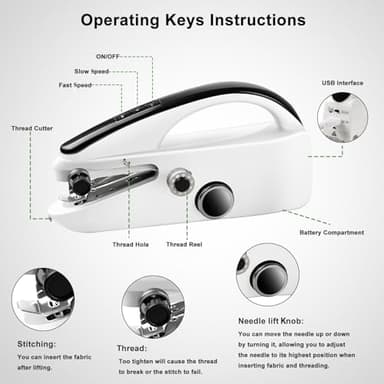 Handheld Sewing Machine, Easy to Use Portable Electric Mini Sewing Machines for Beginners with Two Speeds, with Complete Accessories Kit, Suitable for Home, Travel and DIY - Image 5