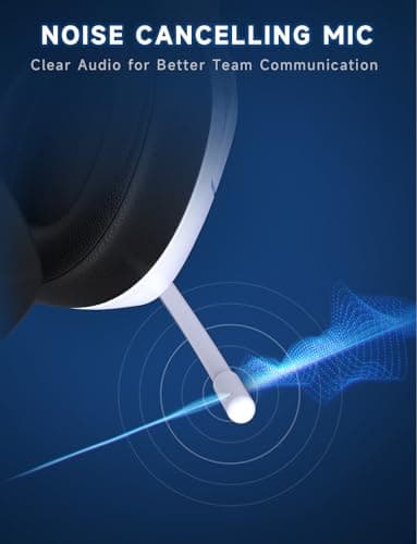 Gvyugke 2.4GHz Wireless Gaming Headsets for PS5, PS4, PC, Switch - Bluetooth 5.3 Gaming Headphones with Noise Canceling Mic, 7.1 Surround Sound, 70H Battery, Blue Lighting - White - Image 7