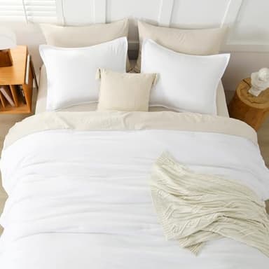 Litanika White Comforter King Size, 3 Pieces Lightweight Solid Bedding Comforter Set, All Season Fluffy Bed Set (104x90In Comforter & 2 Pillowcases) - Image 8