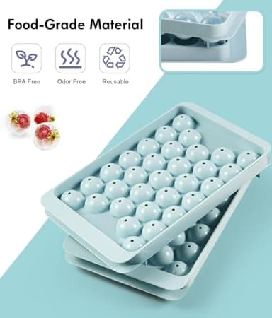Ice Cube Tray with Lid and Bin – Round Ice Cube Trays for Freezer, BPA-Free Food-Grade Ice Mold, Stackable Ice Ball Maker, Iced Bucket Kits, Circle Ice Tray for Cocktails, Whiskey, Coffee, and Drinks - Image 3