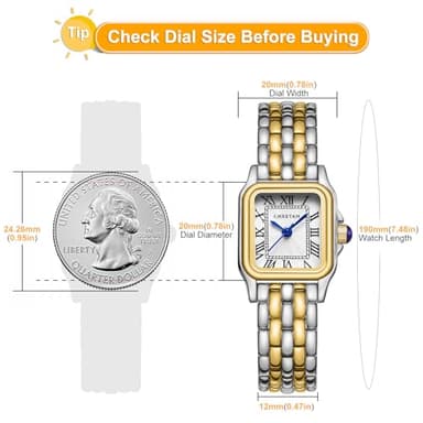 CHEETAH Watches for Women with Small Two-Tone Vintage Bracelet, Rectangular Case Roman Dial - Image 3
