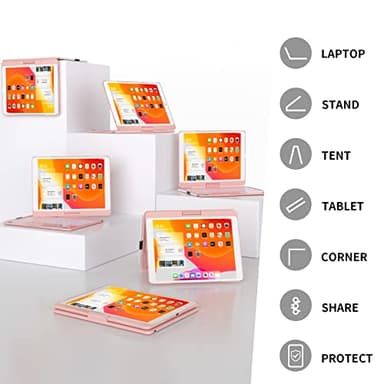 BABG iPad 9th Generation Case with Keyboard,360° Rotatable,Touchpad,Backlit Keyboard with Pencil Holder for 10.2 inch iPad 9th Gen 2021/ 8th Gen 2020/7th Gen 2019 and iPad Air 3/Pro 10.5"-Rose Gold - Image 9