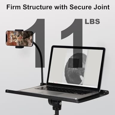 Tossbiss Laptop Tripod on Wheels with 2 Shelves, Portable Projector Floor Stand Adjustable Height 25.9 to 51.8 Inch with Phone Holder - Image 8