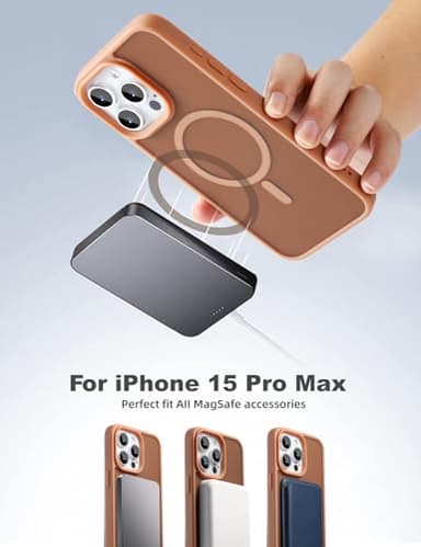 Tigowos Compatible with iPhone 15 Pro Max case Fits MagSafe 10FT Drop Resistant Matte Skin Feeling Shockproof Back Cover Fits iPhone 15 Pro Max Phone Cases, Brown - Image 2