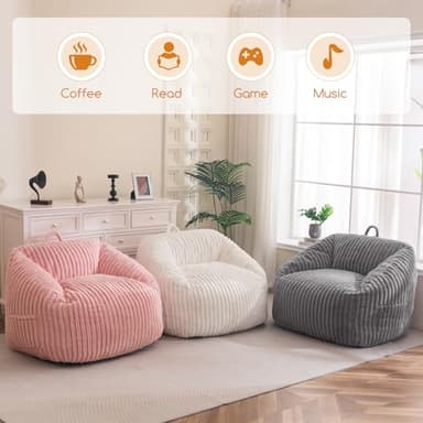 BYBYME Giant Bean Bag Chair for Adults and Kids, Large Comfy Cozy Beanbag, Floor Sofa for Teens, Living Room, Gaming, Reading, Pink - Image 8