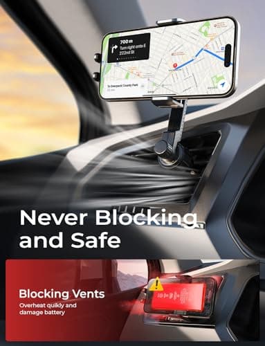 LISEN for iPhone 17 Mount for Car Vent [Never Blocking] 360 Rotatable Car Phone Holder Air Vent Clip Hands Free Cellphone Car Mount for iPhone 17 Pro Max Plus 17 pro max 16 15 Samsung Android, Black - Image 4