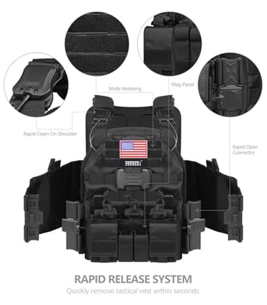 Feyachi TM 20 Magnetic Tactical Vest - Airsoft Vest MOLLE System Multifunctional Quick Release Vests Full Body Adjustable Magnetically Fixed One Button Disassembly - Image 5