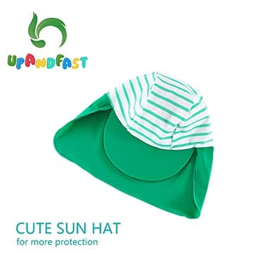 upandfast Baby/Toddler Swimsuit UPF 50+ Sun Protection One Piece Zipper Bathing Suit with Sun Hat Infant Beach Swimwear (Green Boat, 9-12 Months) - Image 6