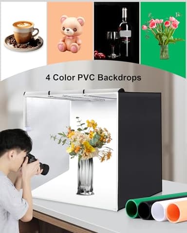 PULUZ 32"x32" Light Box Photography, Large Photo Light Box with 3 Stepless Dimming Light Panel, 234 LED Beads, Professional Photo Booth Shooting Tent Kit with 4 Color Backdrops for Product Photography - Image 6