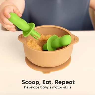 KeaBabies 4-Pack Silicone Baby Spoons and Forks Set - Baby Led Weaning Utensils 6-12 Months, Self Feeding Toddler Spoon & Fork for Training, Teething, Easy to Hold, BPA-Free Silicone (Kea) - Image 8