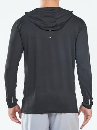 NORTHYARD Men's Sun Protection Hoodie Shirts Long Sleeve UPF 50+ Rash Guard Swim Fishing Lightweight SPF UV Shirt with Hood Black 4XL - Image 2