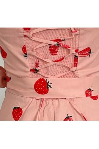 Topdress Women's Vintage Polka Audrey Dress 1950s Halter Retro Cocktail Dress Strawberry L - Image 3