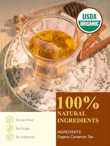 GLDNT Organic Cinnamon Tea Bags, Cinnamon Herbal Tea, Sweet & Slightly Spicy Flavor, Caffeine Free, 100 Count - Image 4