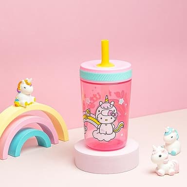 Zak Designs 15oz Hello Kitty Kelso Tumbler Set, Leak-Proof Screw-On Lid with Straw Made of Durable Plastic and Silicone, Perfect Bundle for Kids, 2 Count (Pack of 1) - Image 2
