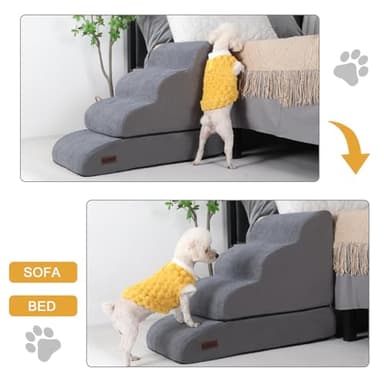 Aodisman 4-Step Dog Stairs and Ramp for Beds or Couches – Non-Slip Sturdy Pet Steps for Small Dogs and Cats,21" H,Grey - Image 4