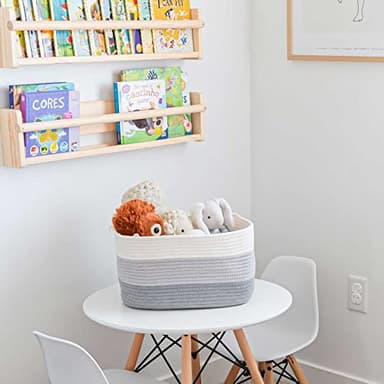 OrganiHaus Cotton Rope Storage Basket for Closet | Towel Basket for Bathroom | Woven Basket for Storage | Woven Baskets for Organizing | Soft Basket | Decorative Cotton Rope Basket for Storage - Gray - Image 4