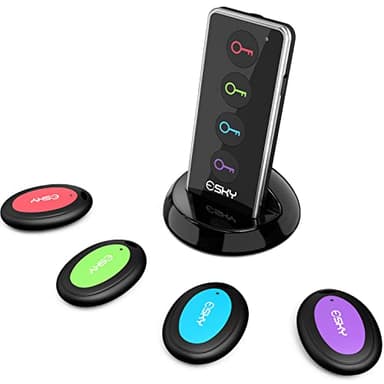 Esky Key Finder Locator with Sound, 85dB Item Trackers with 131ft Range Beeper Tags, Wireless Key Finders for Finding Keys Wallet Remote Control Pet Phone, 4 Receivers & Flashlight - Image 1