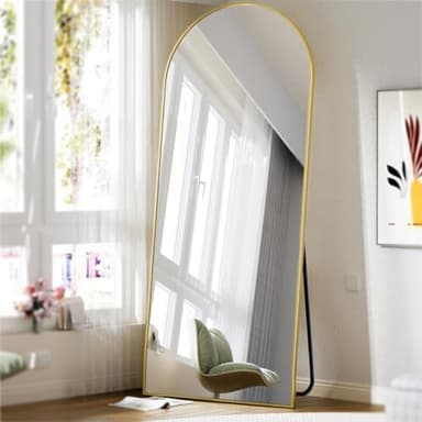 BEAUTYPEAK 71"x26" Arch Full Length Mirror, Full Body Floor Mirror with Stand Hanging or Leaning, Aluminum Alloy Frame Wall Mirrors for Bedroom, Dressing Room, Gold - Image 5