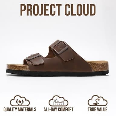 Project Cloud Genuine Leather Flat Sandals Women 2025 Beach Essentials Womens Sandals Memory Foam Vacation Essentials Slides for Women Footwear (Venita, TANDIS,6) - Image 3