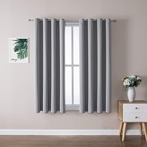 ChrisDowa Grommet Blackout Curtains for Bedroom and Living Room - 2 Panels Set Thermal Insulated Room Darkening Curtains (Light Grey, 52 x 63 Inch) - Image 1