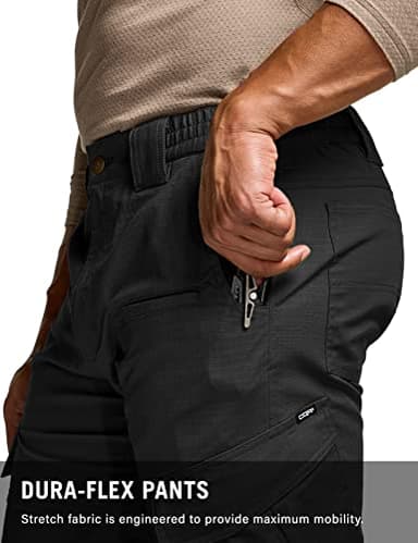 CQR Men's Flex Ripstop Tactical Pants, Water Resistant Stretch Cargo Pants, Lightweight EDC Hiking Work Pants, Dura Flex Black, 36W x 32L - Image 7