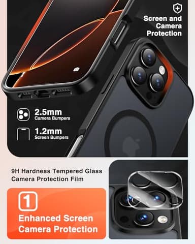 [4 in 1] Magnetic for iPhone 16 Pro Max Case, 2 Pics Privacy Screen Protectors and 1 Pic Camera Protector, Fit for MagSafe, Military Grade Shockproof Translucent Matte 16 Pro Max Cover 6.9", Black - Image 5
