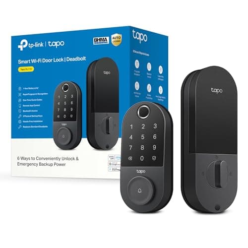 TP-Link Tapo Smart Door Lock, Deadbolt | Keyless Entry, Fingerprint Recognition, Touchscreen Keypad & in-App Monitoring with Scheduled Access | 1-Year Rechargeable Battery | BHMA Grade 2 | Tapo DL110 - Image 1