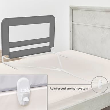 Dream On Me Lightweight Mesh Security Adjustable Bed Rail for Toddler, Breathable Mesh Fabric, Suitable for All Types of Beds, Reinforced Anchor System Bed Guard Rail, Grey - Image 7
