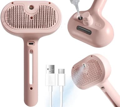 Hair Removal Comb with Water Tank and Release Button - Cat/Dog Grooming Brush for Deshedding and Bathing - Image 1