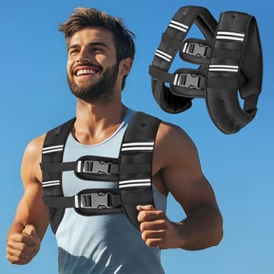 Weighted Vest with Two Adjustment Straps for Men Women, 8lbs/12lbs/16lbs/20lbs Weight Vest with Reflective Stripes for Workout, Strength Training, Running, Fitness, Muscle Building, Weight Loss - Image 8