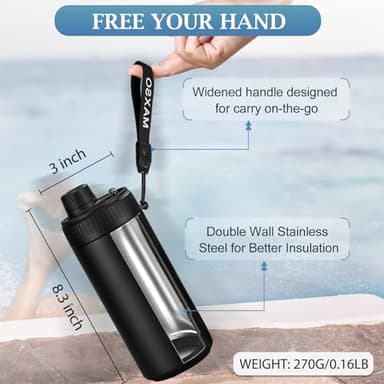 MAXSO Sealed Can Cooler Fizz Lid Can Cover for 12 oz Regular, Slim Skinny Cans & As Thermal Bottle, 4-in-1 Insulated Vacuum Stainless Steel Carbonated Cold Drink Holder - Black - Image 2