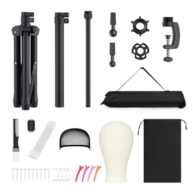 Relx Reinforced Wig Stand with Mannequin Head - Adjustable Wig Head Stand with Head for Wigs - Manikin Head Set for Cosmetology, black - Image 6