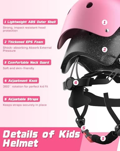 Kids Bike Helmet Set, Adjustable Helmet for Ages 3-10 Year Boys Girls, Pad Set with Knee and Elbow Pads for Bike, Roller, Skating, Scooter, Longboard and More Sports - Image 2