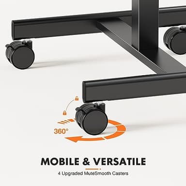 Sweetcrispy Mobile Small Standing Desk - Sit Stand Portable Rolling Laptop Desk with Lockable Wheels, Adjustable Height Computer Workstations, Brown - Image 6