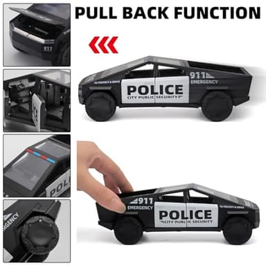 OANMYJJO Trucks for Boys Toy Pickup Truck 1/32 Police Car Toy,Police Cars for Kids Ages 3-5,Pull Back Cars with Lights and Siren,Toy Trucks for Boys Age 4-7 - Image 6