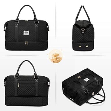 LOVEVOOK Travel Duffle Bag, Weekender Bags for Women with Shoe Compartment, Carry on Overnight Bag with Toiletry Bag, Gym Duffel Bag with Wet Pocket, Hospital Bags for Labor and Delivery, Black - Image 8