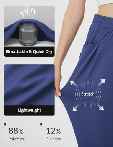 BALEAF Women's Petite Joggers Capri Sweatpants Drawstring Track Pants Travel Lounge Cropped Pants with Pockets Navy Blue M - Image 4