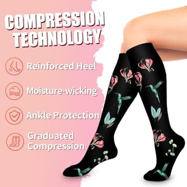 Bluemaple Compression Socks for Women & Men Circulation (6 Pairs) 15-20 mmHg is Best Support for Athletic Running Cycling - Image 7