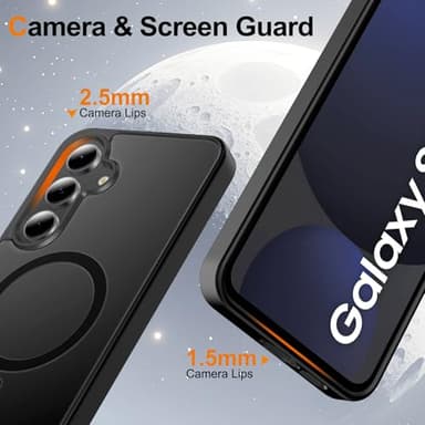 Ezanmull for Samsung Galaxy S24 FE Case Magnetic Shockproof, [Fit for MagSafe] [Glass Screen Protector + Camera Lens Protector] Translucent Anti-Fingerprint Case for Samsung Galaxy S24 FE (Black) - Image 5