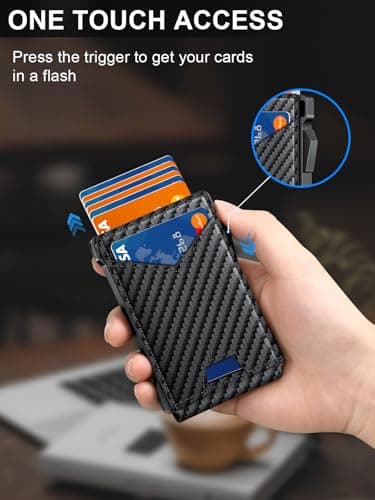 Wallet for Men RFID Wallet with 2 ID Windows & Money Clip, Slim Pop Up Card Holder for 10-12 Cards, Bifold Minimalist Smart Wallet for Front Pocket, Compact Metal Credit Card Holder, Gifts for Men - Image 2