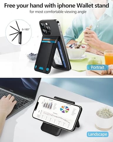 ExtreLife for Magsafe Wallet, Adjustable Stand, Open ID Window, Magnetic Wallet for iPhone 17/16/15/14 Pro Max/14 Pro/14/14 Plus/13/12 Series, 9 Cards, Black-B - Image 2