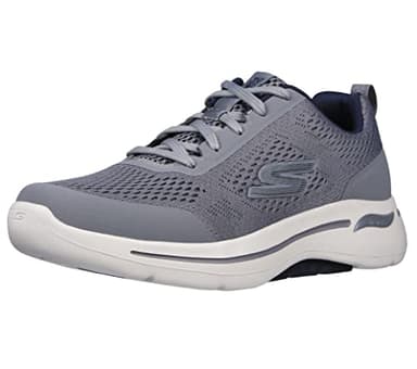 Skechers Men's Gowalk Arch Fit-Athletic Workout Walking Shoe with Air Cooled Foam Sneaker, Grey/Navy, 12 X-Wide - Image 1