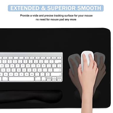 4-in-1 Large Gaming Mouse Pad, Keyboard Wrist Rest Pad & Wrist Support Mousepad Set, Extended Desk Pad Waterproof Desk Mat for Home Office Study Game-Black - Image 4