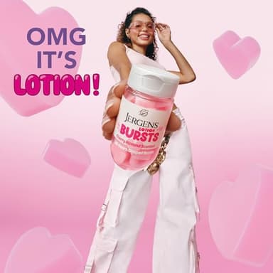 Jergens Cherry Almond Lotion Bursts, Squishy Heart-Shaped Moisturizer Bursts, Lotion Gifts for Teens, 38 Ct - Image 2