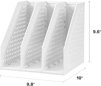 Deli Collapsible Magazine File Holder, Desk Organizer Document Folder for Office Organization and Storage, 3 Vertical Compartments, Gray - Image 2