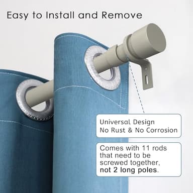 Byondeth Curtain Rods for Windows 16 to 170 Inches Adjustable Length 1 Inch Diameter Window Curtain Rod with Aluminium End Cap, Brushed Nickel - Image 2