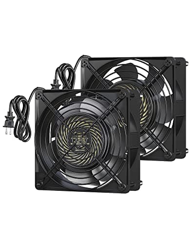 DEWENWILS 2 Pack 120V AC Fan, Waterproof Exhaust Fan 120mm, 18W 2850RPM 90CFM, DIY Cooling Fan for Refrigerator, Computer Case, Compressor Engine, Generator, UL Listed - Image 1