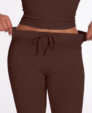 AnotherChill Women's 2 Piece Lounge Sets Straight Leg Pants Set Short Sleeve Crop T-shirt Casual Outfits Comfy Loungewear (Chocolate, Medium) - Image 5