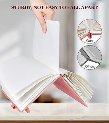 Lined Journal Notebook for Women, A5 Pink Hardcover Leather Journals for Writing, 200 Pages Thick Travel Daily Journal, College Ruled Notebook for Work School, Note Taking, Business 5.75'' X 8.38'' - Image 2